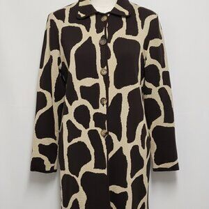 NWT Chico’s Vintage Metallic Giraffe Print Cardigan Sweater Women’s Size 3